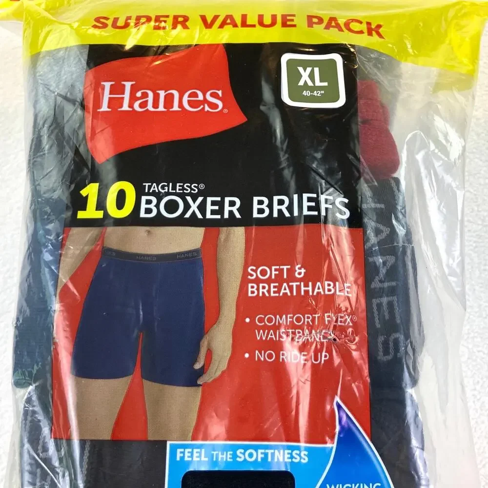 Hanes Boxer Briefs XL 10 Pr/Pk Assorted New with Tags